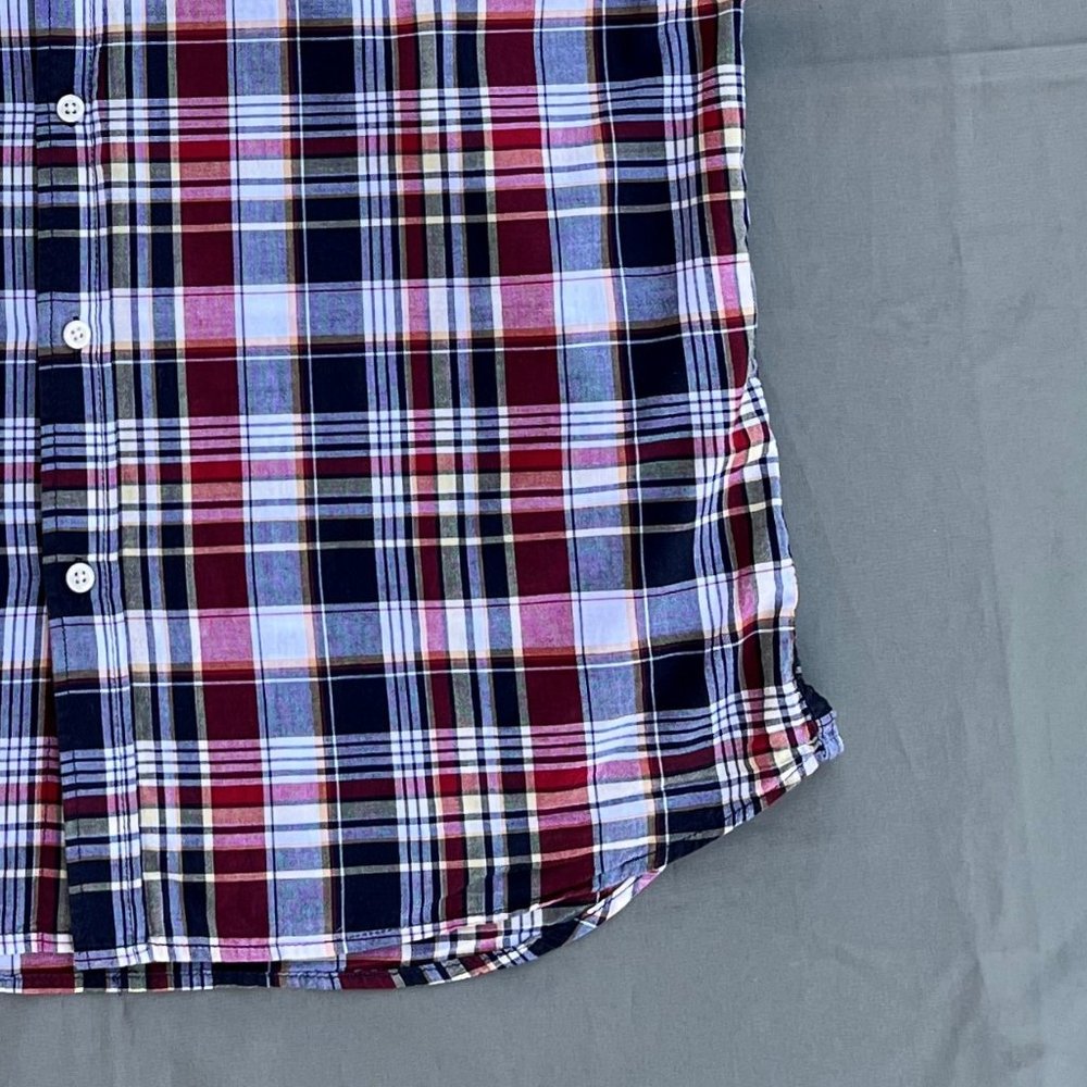 Old Navy Red Multicolor Plaid Button Down Shirt Men Size Large - Picture 6 of 13